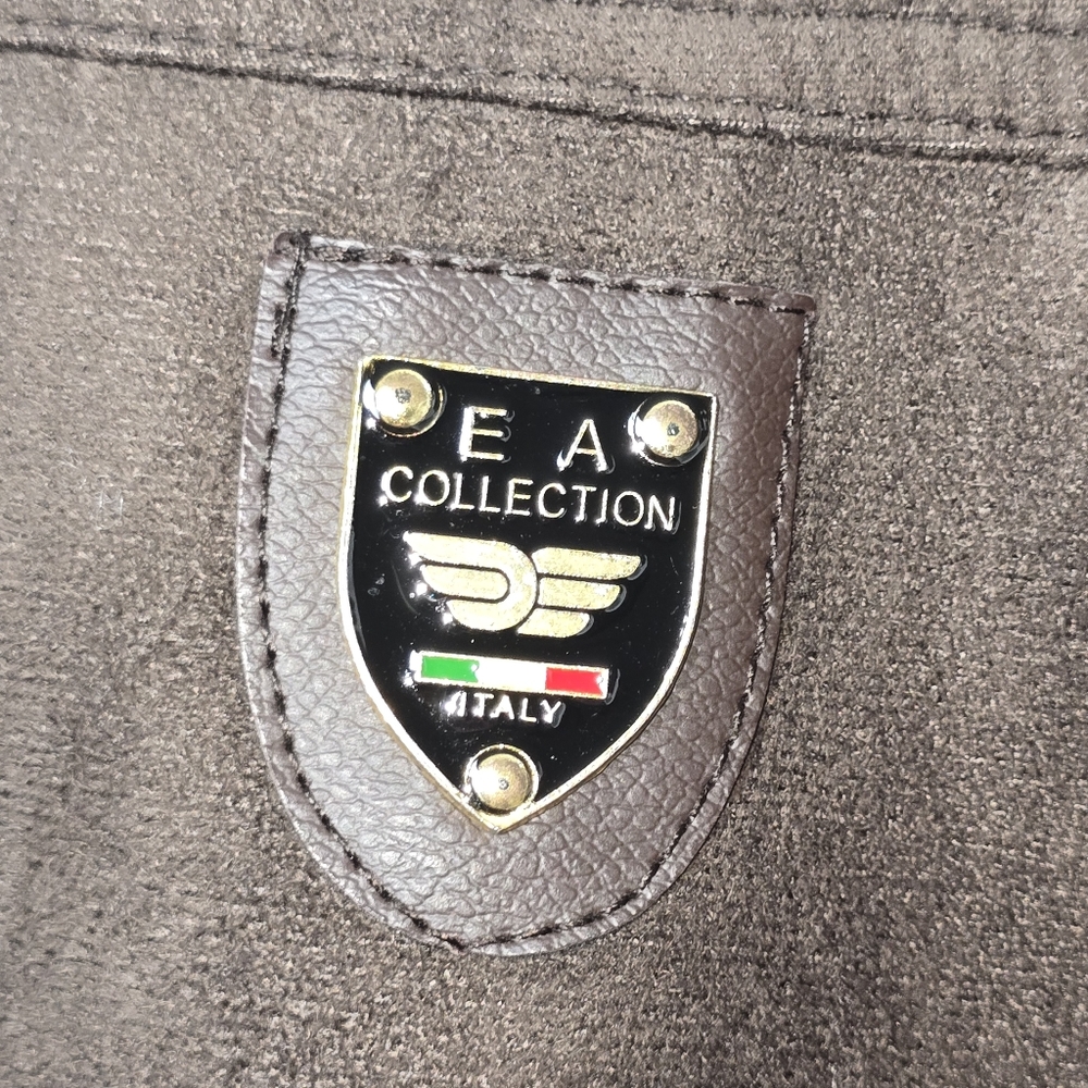 EA Collection Italy Style Men's Dark Brown Zip-up Suede Jacket, Sz XL (PTP 23") - Picture 2 of 7
